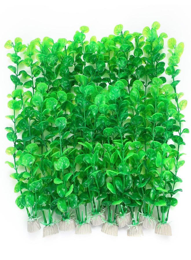 AQUANEAT نباتات اصطناعية لأحواض السمك من أكوانيت، نباتات بلاستيكية لأحواض السمك، زينة خضراء بارتفاع 12 بوصة، 10 عبوات - Image 1